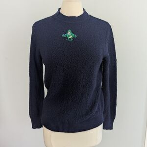 Vintage Women's De Lanthe Frog Embroidered Sweatshirt Medium